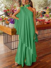 Women's Halter Neck Long Top And Loose Pants Set